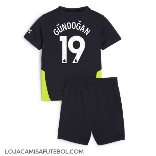 Camisa de Futebol Manchester City Ilkay Gundogan #19 Equipamento Secundário Infantil 2024-25 Manga Curta (+ Calças curtas)